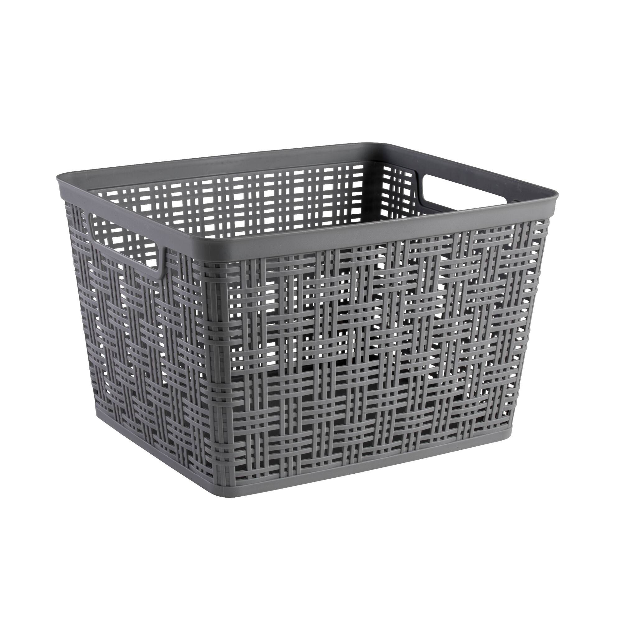 12 Pack: Gray Plastic Wicker Storage Basket by Simply Tidy